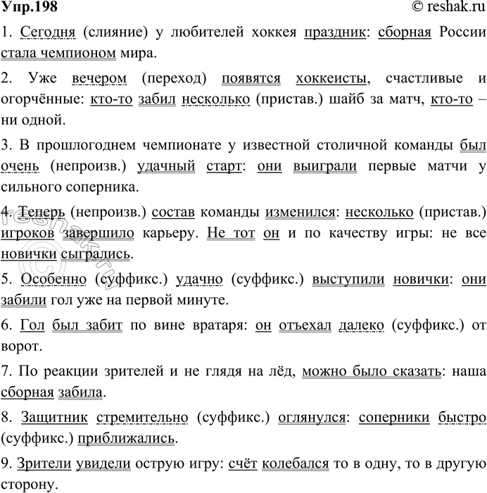 Изображение 198. Закончите начатые предложения так, чтобы получились бессоюзные сложные предложения. Подчеркните главные члены в записанных предложениях. Укажите наречия. Все ли они...